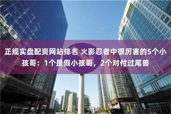 正规实盘配资网站排名 火影忍者中很厉害的5个小孩哥：1个是假小孩哥，2个对付过尾兽