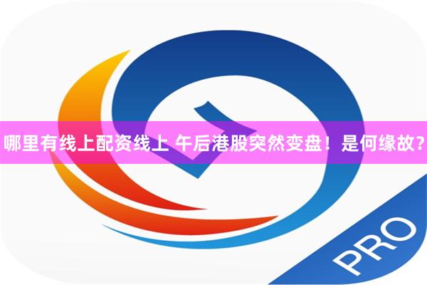 哪里有线上配资线上 午后港股突然变盘！是何缘故？