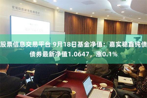 股票信息交易平台 9月18日基金净值：嘉实稳鑫纯债债券最新净值1.0647，涨0.1%
