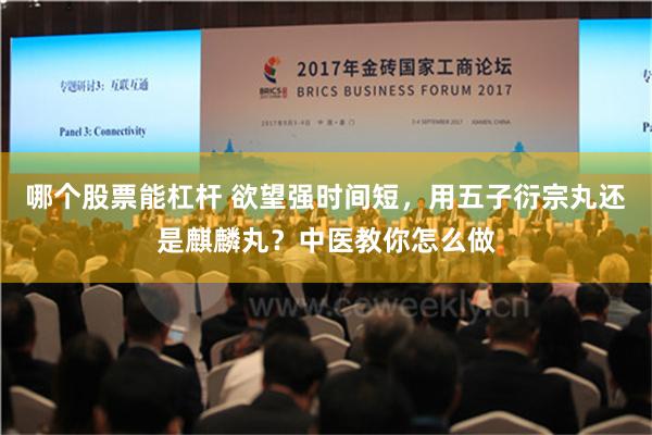 哪个股票能杠杆 欲望强时间短，用五子衍宗丸还是麒麟丸？中医教你怎么做