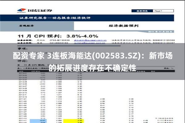 配资专家 3连板海能达(002583.SZ)：新市场的拓展进度存在不确定性