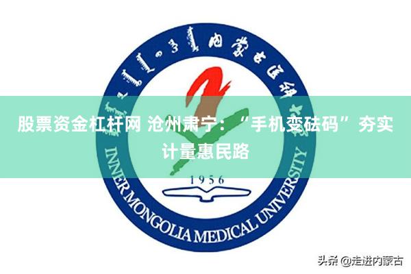 股票资金杠杆网 沧州肃宁：“手机变砝码” 夯实计量惠民路
