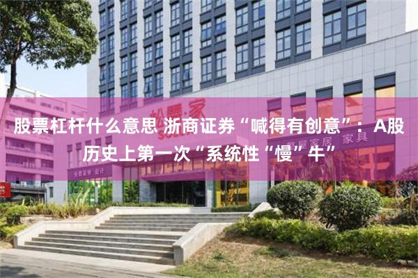 股票杠杆什么意思 浙商证券“喊得有创意”：A股历史上第一次“系统性“慢”牛”