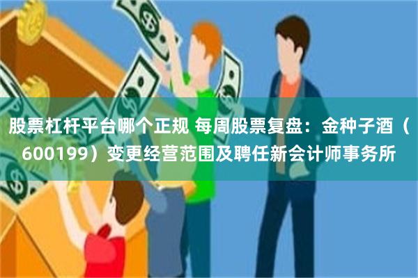 股票杠杆平台哪个正规 每周股票复盘：金种子酒（600199）变更经营范围及聘任新会计师事务所