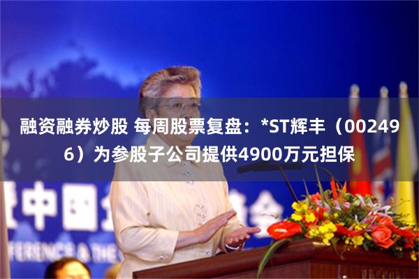 融资融券炒股 每周股票复盘：*ST辉丰（002496）为参股子公司提供4900万元担保