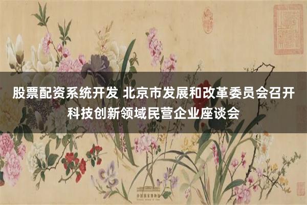 股票配资系统开发 北京市发展和改革委员会召开科技创新领域民营企业座谈会