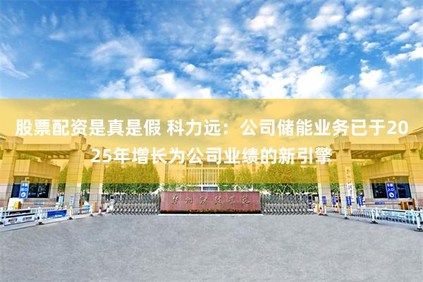 股票配资是真是假 科力远：公司储能业务已于2025年增长为公司业绩的新引擎